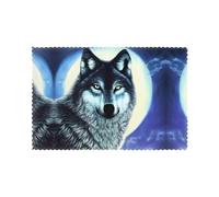 Set of 6wolf under moon Printed Placemats - Waterproof, Oil-Resistant, Heat-Resistant Polyester Mats