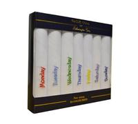 Set Of 7 100% Pure Cotton Handkerchiefs Days Of The Week Design