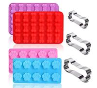 Set of 7-4 Packs Reusable Silicone Molds Puppy Dog Paw & Bone Shaped and 3 Packs Stainless Steel Bone Cookie Cutter for Homemade Dog Treats and Cat Animal Paw Candy Chocolate Baking Mold