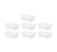 (Set Of 7) 4L Litre Small Plastic Wham Storage Boxes With Lids Crystal Clear Storage Box With Clip Locked Lid BPA Free Containers Storage Organisers For Crafts Stationery Kitchen