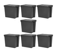 [Set of 7] 92L Heavy Duty Black Storage Box with Lid Recycled Plastic Container