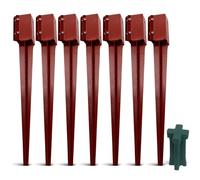 Set of 7 Fence Post Spikes 3” x 3" x 30" (75 x 75 x 750mm) with Driving Tool - Drive Down Metal Spikes with Bracket for Posts, Ground Stakes Holder Support for Fence Post Repair