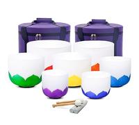 Set of 7 Lotus Flower 6-12 inch Crystal Singing Bowls with Heavy Duty Carrying Cases Rubber Mallets Suede Strikers and O-rings, Chakra Tuned Quartz Singing Bowls for Yoga (Color : 432Hz)