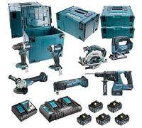 Set of 7 Makita Machines (DDF484 + DTD154 + DGA506 + DHS680 + DHR243 + DTM51 + DJV182) - DLX7014PTJ