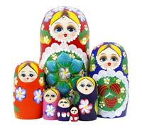 Set of 7 Multicolor Strawberry and Girl Nesting Doll,Berry and Flower Patterns Wooden Russian Nesting Dolls Babushka Doll Stacking Matryoshka Toys for Kids Christmas Birthday Home Decoration Gifts
