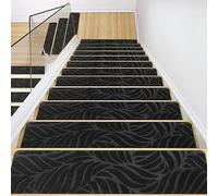 Set of 7 Non-Slip Stair Treads - Easy to Clean Indoor Décor - Black Anti-Slip Mats for Safety and Style - 2-Piece Protection Solution