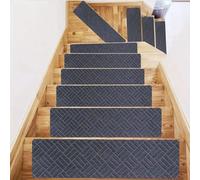 Set of 7 Non-Slip Stair Treads for Indoor Décor - Easy to Clean Wooden Steps - Gray Anti-Skid Carpet Mats - Perfect for Safety and Style