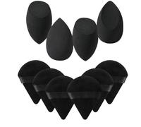 Set of 7 Sponges, Travel Makeup Sponges, Foundation Sponges, Liquid, Creams and Powder, Make Up Reusable Washable Sponge and Black Triangle Sponges (2 Puff + 5 Powder)