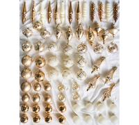 Set of 70 Baubles FLICKER Glass Gold