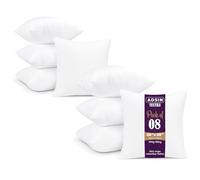 Set of 8-20cm x 20cm Hollowfibre Cushion New White Pad Inner Stuffer Pillow Polyester Insert Square Hypoallergenic (Pack of 8 | 8" x 8")
