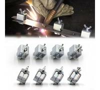 Set of 8 Adjustable Butt Welding Clamps for Sheet Metal with Positioner Clips Suitable for Edge to Edge Welding and Workpiece Holding