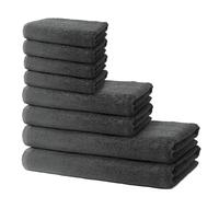 Set of 8 Bath Towels - 2 Bath Towels 70x140cm + 2 Hand Towels 40x70cm + 4 Washcloths 30x30cm - Premium 100% Turkish Cotton - 500 GSM - Very Soft & Absorbent - Oeko-TEX Certified - Ôhm - Grey