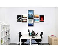 (Set of 8) Black Gallery Photo Frame Wall Mount Collection Two 8"x10", Two 5"x 7", & Four 4"x 6" Multiple Size Frame Styrene Front Portrait Landscape Hanging Picture Frame Restaurant