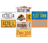 - Set of 8 car license plate replicas from the famous JURASSIC GHOSTBUSTERS STARSKY MAGNUM and BACK TO THE FUTURE movies (PF05)