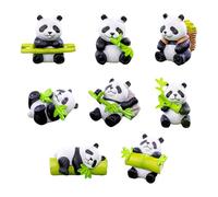 Set Of 8 Cartoon Panda Miniature Figures Toy Realistic Animal Figurines Cake Toppers Ornaments For Birthday Celebration Panda Cake Toppers