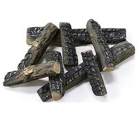 Set of 8 Ceramic Wood Decorative Wood for Bio-Ethanol or Gas Fireplace Heat Resistant Ceramic Logs Firewood