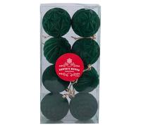 Set of 8 Christmas Baubles Green Velvet Effect Diameter 8 cm Plastic Santa's House