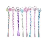 Set Of 8 Colorful Braid Hair Ties, Ponytail Elastic Bands, Bow Ties, Colorful Synthetic Wigs, Hair Accessories For Girls, Suitable For Prom, Party, Cosplay