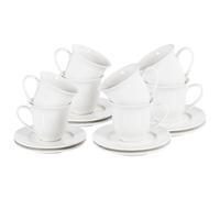 Set of 8 Cups with Saucers ELDERBERRY Porcelain White