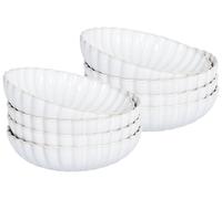 Set of 8 Deep Plates NETTLE Stoneware Off-White