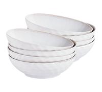 Set of 8 Deep Plates SESAME Stoneware Light Grey