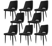 Set of 8 Dining Chairs Stylish Kitchen Chairs with Black Metal Legs Cut Out Back Design Perfect for Dining Room Living Room Bedroom and Reception Areas.