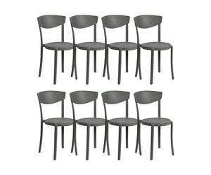 Set of 8 Dining Chairs VIESTE Synthetic Material Dark Grey