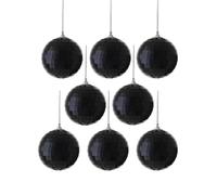 Set of 8 Disco Ball Baubles, Black, 8 cm