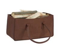 Set of 8 Felt Firewood Basket, Flexible Newspaper Holder Tote Bag, Brown