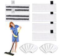 Set of 8 Floor Cloth Accessories for Kärcher Steam Cleaner SC 2/3/4/5, 6 x Floor Nozzles + 2 x Hand Nozzles, Microfibre Cloth Set for Karcher, Universal, White