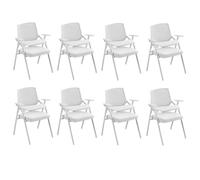 Set of 8 Foldable Reception Chairs with Writing Board - Space-Saving Design for High-Frequency Use in Offices Events and Waiting Areas (White)