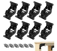Set of 8 Folding Table Leg Brackets, Self-Closing Hinges with Screws, Heavy-Duty Manganese Steel Lock Brackets for Desks, Workbenches, Rv Tables, Wall-Mounted Frames