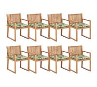 Set of 8 Garden Chairs with Cushions SASSARI II Certified Acacia Wood Green