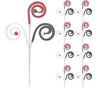 Set of 8 Glitter Curly Christmas Tree Picks Decorations, 33cm Swirl Curly Ball Sprays Faux Candy Stems for Xmas Tree Home Holiday Flower Arrangements Wreath Vase Craft Filler (Red White Black)