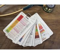 Set of 8 Healthcare, Medical, Nursing Educational Reference Cards. Durable, Wipe Clean Reference Cards for Nurses, Paramedics, Doctors and Students. Designed by Professionals. Double Side 10x7cm.
