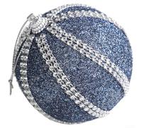 Set of 8 Holiday Foam Tree Ornaments with Glitter Foam Balls, Bows, and Snowflake Accents for Seasonal and Home Decoration (C)