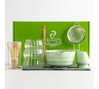 Set of 8 Matcha Set Whisk and Bowl, Matcha Whisk Set with Matcha Cup, Scoop, Sifter & Cloth, Green Matcha Kit for Japanese Tea Ceremony