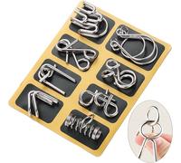 Set of 8 Metal Wire Puzzle Logic Brain Teaser Set,Unzip IQ Test Toy,Mind Game IQ Challenge Puzzle Games,Stainless Steel Knots Lock Puzzles for Party Favor,Gift for Adults Teenagers Kids