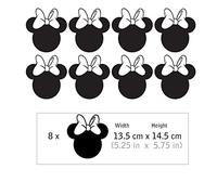 Set of 8 MINNIE MOUSE EARS and bow wall art sticker decal, for baby girls, boys nursery, kids bedroom, playroom, BLACK, 13.5cm x 14.5cm each