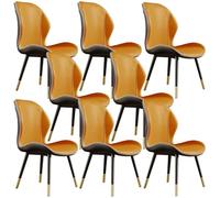 Set of 8 Modern Scandinavian Dining Chairs Glamorous Leather Wingback Design No Armrests Matte Finish Stylish Kitchen & Dining Room Furniture.