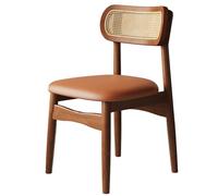 Set of 8 Modern Upholstered Dining Chairs Curved Rattan Backrest Stylish Wood Kitchen Chairs for Dining Room Living Room Restaurant Brown E