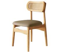 Set of 8 Modern Upholstered Dining Chairs Curved Rattan Backrest Stylish Wood Kitchen Chairs for Restaurants Living Room BedroomNatural Color