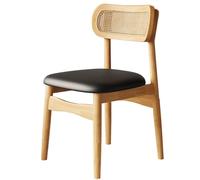 Set of 8 Modern Upholstered Dining Chairs with Curved Rattan Backrest Stylish Wood Kitchen Chairs for Dining Room Living Room and RestaurantsNatural A