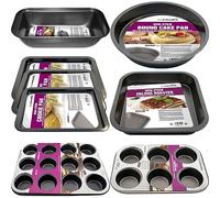 Set of 8 Non Stick Baking Tray Pan Set - Muffin Oven Roasting Bakeware Roast New | Muffin Tray, Oven Tray, Cake Pan, Loaf Pan | Non Stick Coating for Easy Cooking and Clean Up