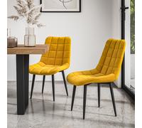 More4Homes Set Of 8 Nova Modern Velvet Dining Chair Padded Seat Metal Legs Kitchen (Mustard)