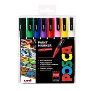 Set of 8 Paint Markers Standard Colours POSCA PC-3M All Surfaces Matt 0.9-1.3mm