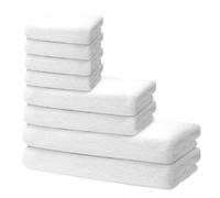Set of 8 Pieces Bath Towel - 2 Bath Towels 70x140cm + 2 Hand Towels 40x70cm + 4 Washcloths 30x30cm - Premium 100% Turkish Cotton - 500 GSM - Very Soft & Absorbent - Oeko-TEX Certified - Ôhm - White