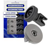 Set of 8 Pieces Dishwasher Wheels for Lower Basket and 8 Pieces Wheel for Top Dishwasher Basket with the Original Code 50286965004 50286967000 for Electrolux - Warranty 10 Years - MONTERAL
