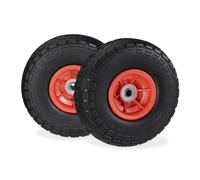 Set of 8 PU Wheelbarrow Wheels 4.1/3.5-4 Steel Rim Replacement Tyre Black/Red
