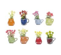 Set Of 8 Resins Vases Refrigerator Miniature Flower Pots Fridge Magnets Ornaments For Kitchen Office Decors Decorative Refrigerator Magnets